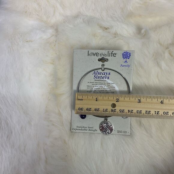 NWT Love This Life Always Sisters Stainless Steel Expandable Bracelet FAMILY - Picture 4 of 4